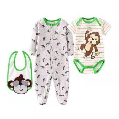 China New Casual Design Three Piece Set Baby Romper A Class Cotton Baby Clothes 100% High Quality Cartoon Toddler Clothes for sale