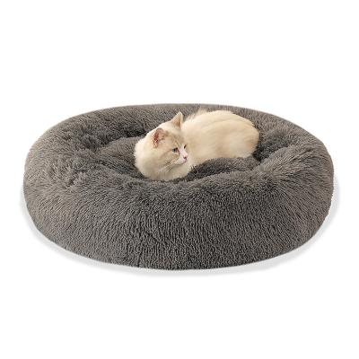 China Hot Sale Plush Round Nest Cat Bed Calming Dog Bed Pet Nest Mechanical Washing Selling Pet Bed Manufacturer for sale