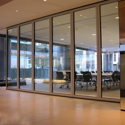 China Double Folding Glass Partition Wall Aluminum Movable Soundproof Indoor Types for sale