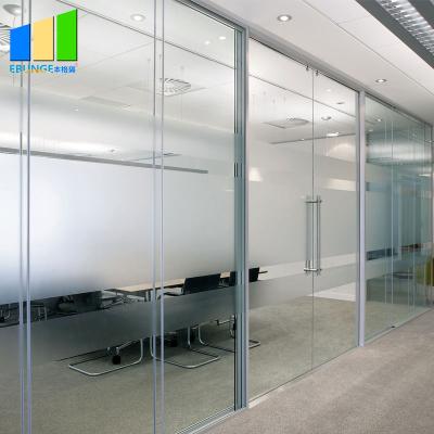 China Modern Safety Partition Room Divider Glass Aluminum Frame Tempered Partition Wall Soundproof Partition Wall For Offices for sale