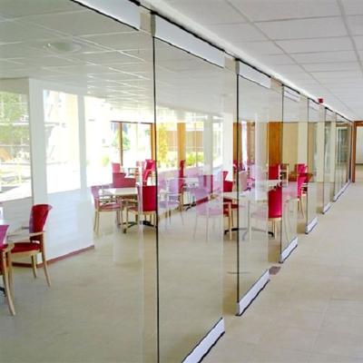 China Modern Frameless Folding Glass Door For Restaurant Partition Wall Sliding Glass Movable Glass Partition for sale