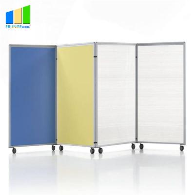 China Room Dividing Restaurant Low Height Folding Wall Partition With Wheels MDF Melamine Office Divider With Wheels for sale