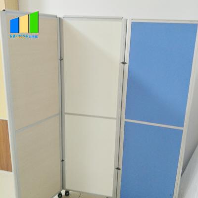 China Room Spce Divider Customized Aluminum Frame Screen Division Desk Folding Wooden Room Divider With Wheels for sale