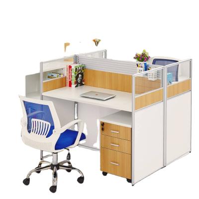 China Modern Aluminum Glass 45mm Modular Office Furniture Staff Workstation 4 Seat Partition Office Compartment for sale