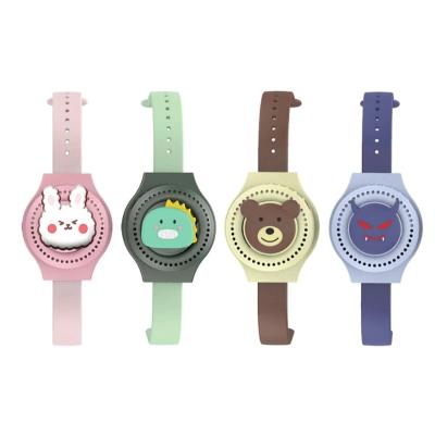 China Hotel USB Rechargeable Bladeless Fan Small With Animal Cartoon Portable Mini Fan Watch - Comfortable Hand Strap Dinosaur for sale