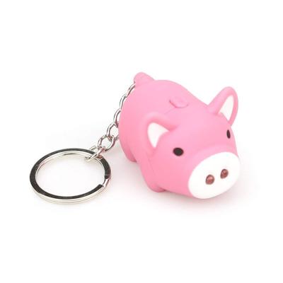 China Proms Party Mini LED Key Chain Flashlight Decorations, Ultra Smart Key Ring Light Torch, Cute Cartoon Pig Key Chain With LED Light Sound Key For Kids Play for sale