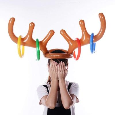 China Antler Throwing Game WffoInflatable Reindeer Christmas Hat Antler Ring Toss Holiday Party Game Toys for sale