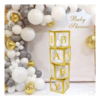 China Baby Shower Boxes for Boy Gold Balloons Decor Baby Boy Transparent Baby Box Blocks Decorations for Baby Shower Boy Girl 1st Birthday Party Decorations for sale