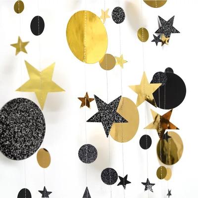 China Gold Silver Star Banner Decorations Star and Dot Garland Decorations Glittery Hanging Bunting Circle for Kids Birthday Party for sale