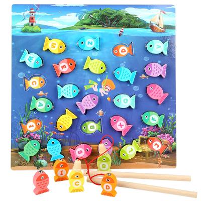 China Magnetic Fishing Game for Kids Wooden Magnetic Fishing Game, Fine Motor Skill Toy ABC Alphabet Color Matching Puzzle, Montessori Letters Preschool Knowledge Gift for sale