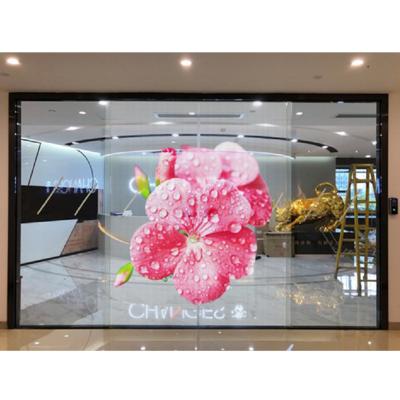 China outdoor aurora transparent adhesive led display led movie display led video wall window transparent flexible led display for sale