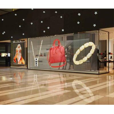 China Outdoor giant l poster aurora P3.91 lemass transparent adhesive led display flexible led panel led movie screen store for sale