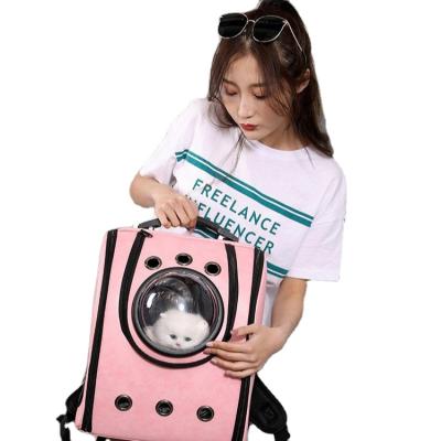 China Viable Pet Backpack Cat Goes Out Portable Breathable Space Capsule Shoulder Cat Bag PU Pet Space Bag for sale