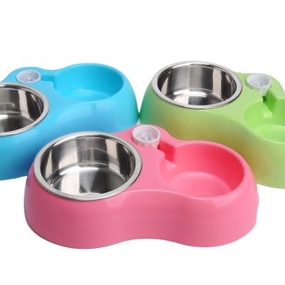 China Dual Function Pet Viable Water Bottle Food Bowl Pet Feeder And Stainless Steel for sale