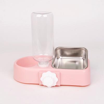 China Stainless Steel Sustainable Pet Cat Dog Double Food Bowl Automatic Water Feeder for sale