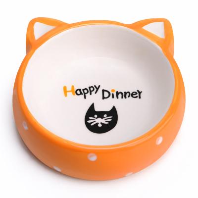 China Viable Cat Ears Pet Bowl Cartoon Ceramic Dog Food Cat Bowl Water Dog Bowl for sale