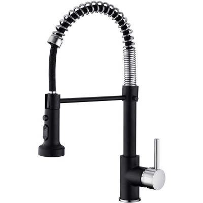 China BSL-KF016 Contemporary Hot Selling 360 Degree Sprayer Spring Pull Down Stainless Steel Faucets Pull Down Kitchen Faucet Black for sale