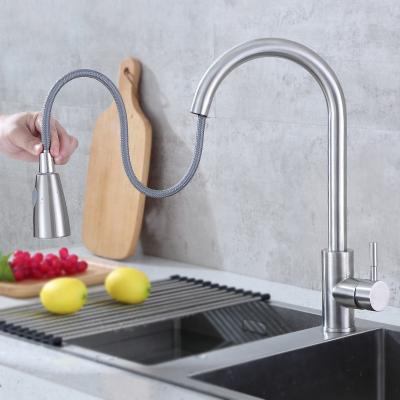 China Hot Sale BSL-KF017 Modern Single Hole 360 ​​Hole Sink Water Tap Deck Mounted Kitchen Faucets With Pull Out Spout for sale