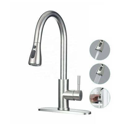 China BSL-KF003 Modern Modern 360 Degree Swivel Sink Brushed 304 Stainless Steel Kitchen Faucet With Pull Down Sprayer for sale