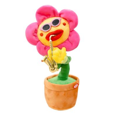 China Plush Stuffed Plush Electric Flower Toy Sing Plush Sunflower Dancing Toys For Children for sale