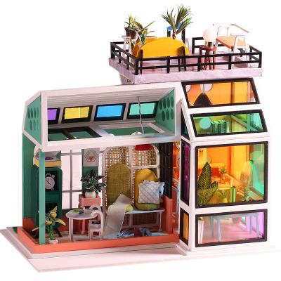 China NEW 3D DIY Doll House Creative Room DIY 3D DIY Miniature Furniture Handmade With Led Light for sale