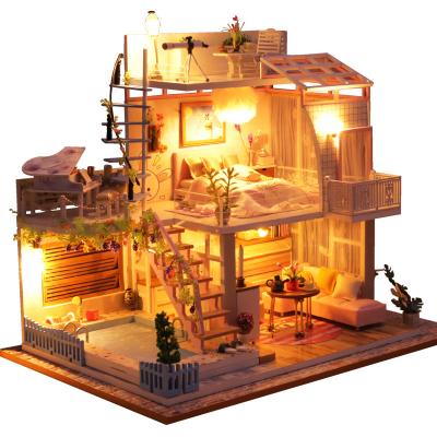 China 3d Diy Handmade Eco-Friendly Wooden Miniature Dollhouse Wooden Dollhouse Miniature Toys for sale