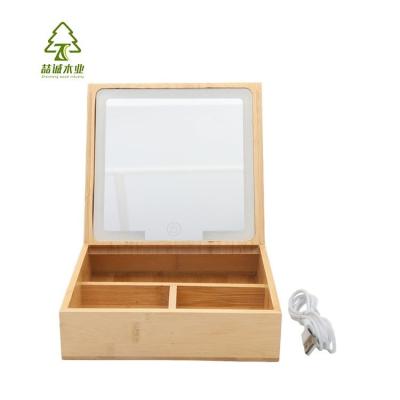 China Factory Price Square Jewelry Bamboo Storage Box Cabinet Bamboo Cosmetic Makeup Organizer for sale