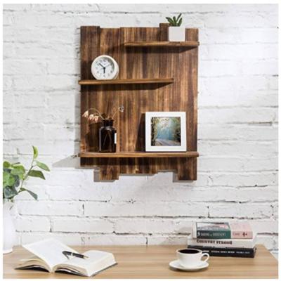 China Viable Style 3-Layer Brown Wood Burning Wall Hanging Pallet Display Stand for sale