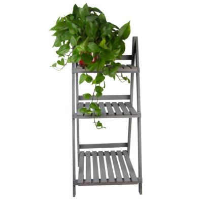 China Europe Plant Natural Wood Stand Foldable Ladder Flower Stand Display Stand For Patio Home Balcony for sale