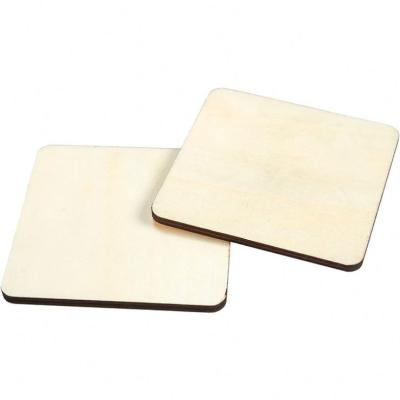 China Multifunctional square wooden dly gift tag coaster stand viable unfinished handmade cutting art for sale