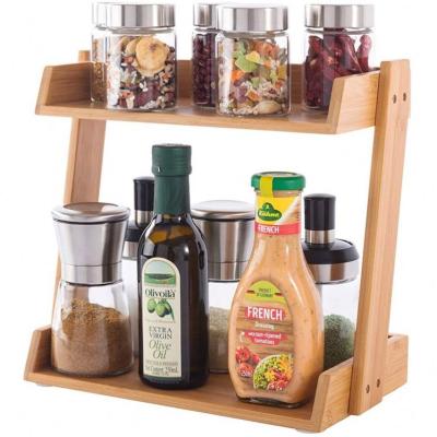 China Sustainable Bamboo Vertical Spice Rack and Wooden Buffet Storage Rack Customization for sale