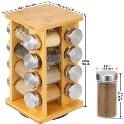 China Sustainable New Style Log Color Bamboo Rotating Outlet Plant Spice Rack Organizer For for sale