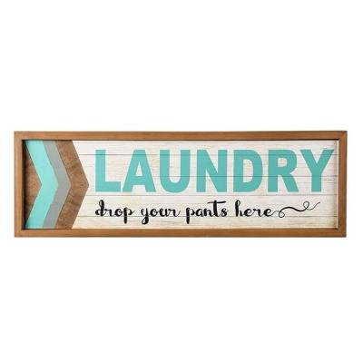 China Modern Blue Durable Wooden Frame Home Design Europe Laundry Room Wall Hanging Signs for sale