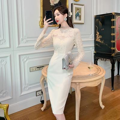 China 5170 Autumn 2021 Women's Long Sleeve Anti-static Lace Dresses Clothes Dresses Sweet Elegant Casual Dresses for sale