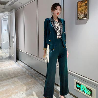 China 5272 QUICK DRY Two Piece Pants Set Velvet Women Pantsuits Blazer Set Ladies Office Suits Wedding Tuxedos Party Wear Suits for sale