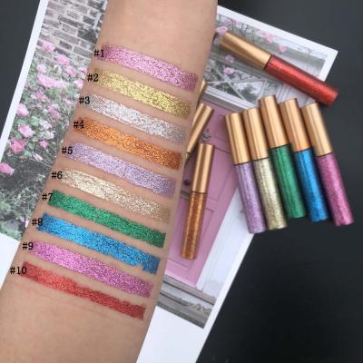 China Waterproof OEM Glitter Liquid Eyeliner 10 Colors Vegan Shiny Glitter Eyeshadow for sale