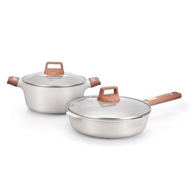 China Customization Ceramic Coating Stocked Sustainable Aluminum Die Cast Cookware Set for sale