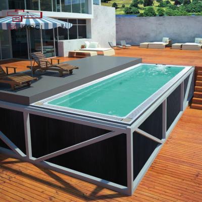 China Free Free All In One Quick To Install LED Massage Pool With Water Column Outdoor Large Spa Tub for sale