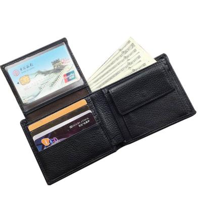 China Wholesale Stylish Black Lychee Wallet Simple Hot Sale Leather OEM With Coin Pocket for sale