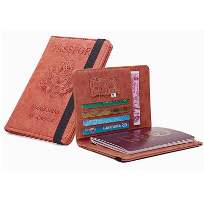 China Vintage Low MOQ New Arrival RTS Slim PU Cover Passport Holder RFID Blocking for sale