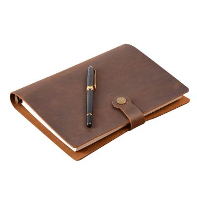 China 2020 New Arrival Dairy Crazy Horse Printed Genuine Leather Notebook A5 Luxury for sale