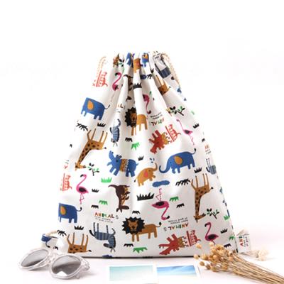 China Waterproof 2019 Custom Canvas Travel Bag Kids Pocket Cute Drawstring Backpack for sale