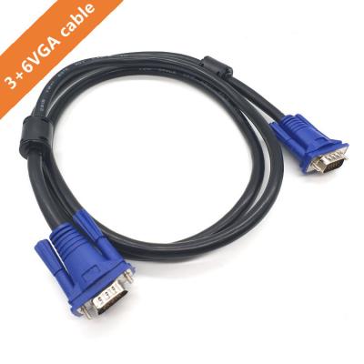 China Black Blue Copper 3+6 VGA TV Head DVD Player Wire Notebook Monitor Server Computer Connection Plated Steel Thick 3M Cable for sale