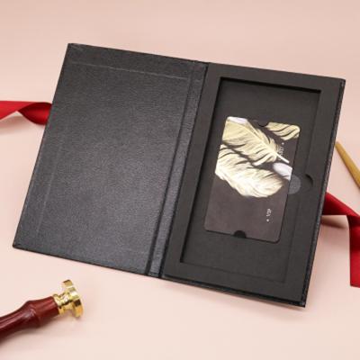 China Recycled Custom Luxury Materials EVA Insert Modern VIP Credit Card Gift Voucher Presentation Gift Box Paper Packaging for sale