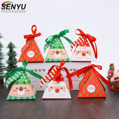 China Recyclable Candy Chocolate Triangle Christmas Packaging Case Storage Xmas Paper Box For Gift for sale