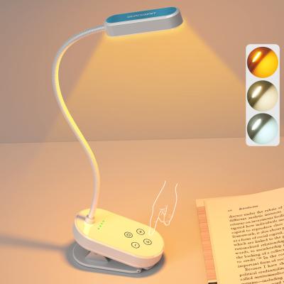 China Salon Glocusent Eye Care Led Book Light 3 Colors Touch Control Adjustable Mini Rechargeable Clip On Book Reading Light Lamps for sale