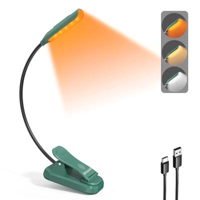 China Wholesale Bedroom Eye Worrying Dimmable Amber Reading Light USB Rechargeable Flexible Clip On Book Led Light For Reading In Bed for sale