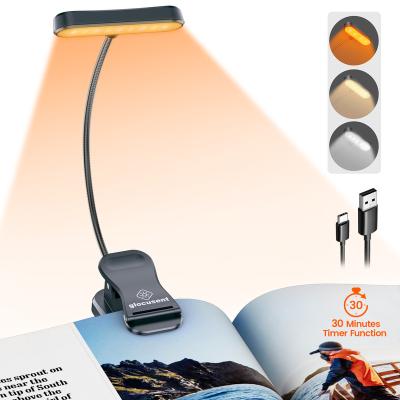 China Glocusent Custom Rechargeable USB Amber Book Reading Light Mini Eye Care Durable Clip On Book Reading LED Light Lamp for sale