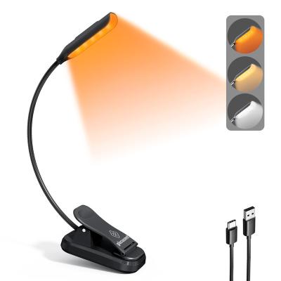 China Wholesale Custom Glocusent Amber Book Reading Light Mini Eye Care Rechargeable Durable Clip On Book Reading Light Lamp for sale