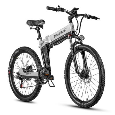 China PASELEC aluminum alloy folding big electric bicycle ebike mountain electric bike with lithium battery full suspension for sale